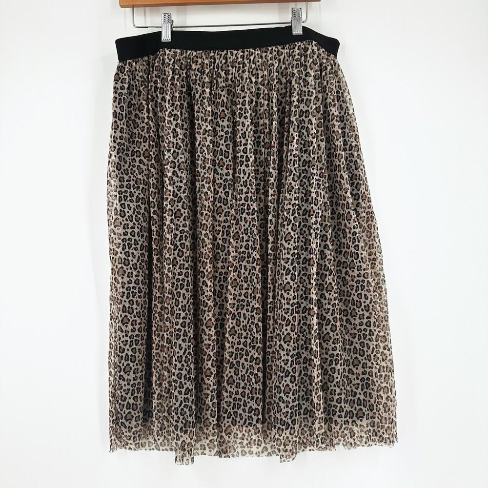 A New Day Cheetah Print Mesh Midi Skirt Large Retro 90s Rockabilly Pin Up Flowy - Picture 4 of 8